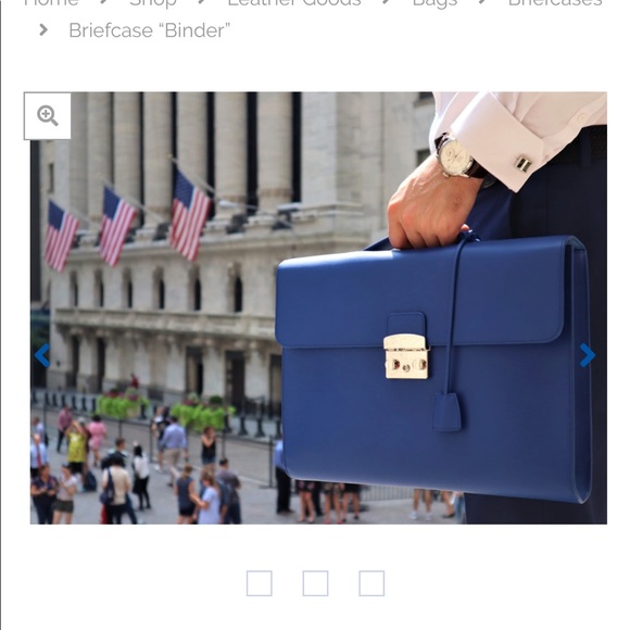 Jean Rousseau Blue Calf Leather Briefcase - Picture 3 of 16